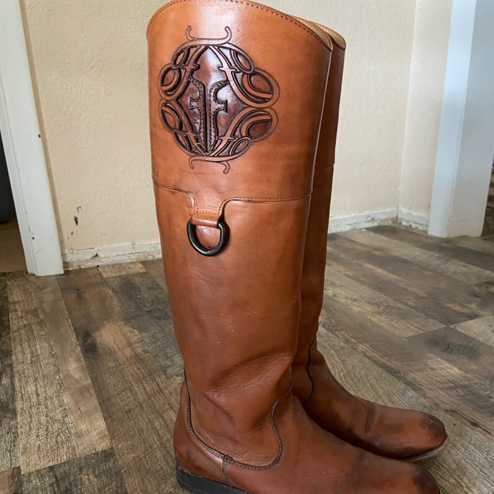 Frye Philip Harness Monogram boots size 8